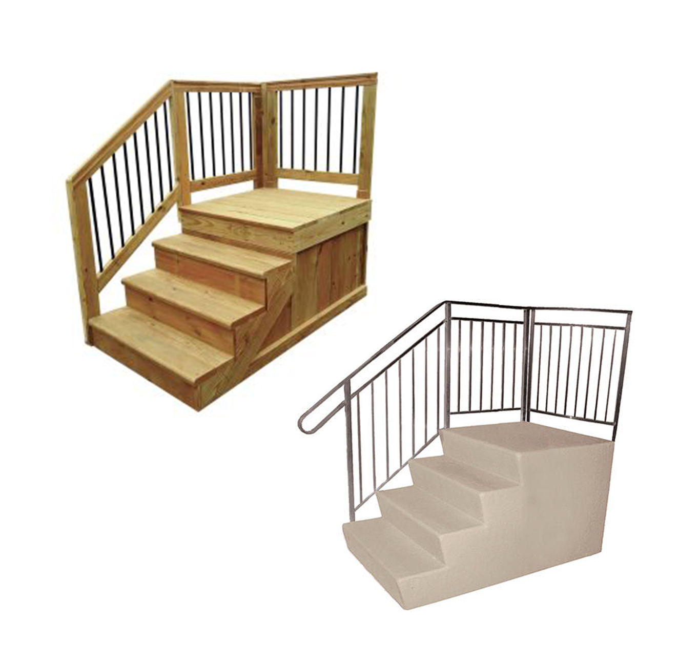 Fiberglass Coated Steps & Wood Deck Kits