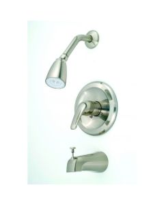 FAUCET SHOWER/TUB SINGLE CONTROL LEVER BRUSHED NICKLE WITH INLINE VALVE CONNECTIONS DOWN