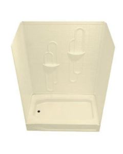 SHOWER PAN 54X28 ABS IVORY LEFT DRAIN  WALL SOLD SEPERATE