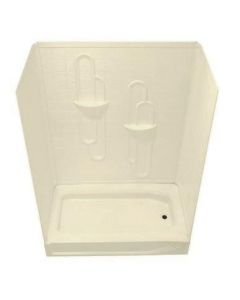 SHOWER PAN 54X28 ABS IVORY RIGHT DRAIN WALL SOLD SEPERATE
