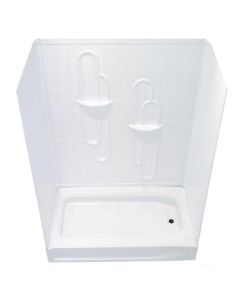 SHOWER PAN 54X28 ABS WHITE RIGHT DRAIN WALL SOLD SEPERATE