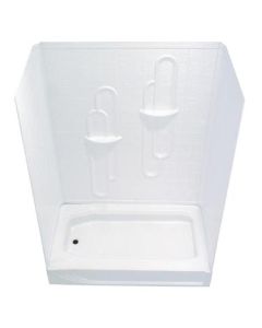 SHOWER PAN 54X28 ABS WHITE LEFT DRAIN WALL SOLD SEPERATE
