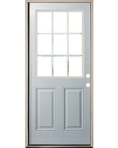 REAR ENTRY STEEL 34X76 LH HINGE OUTSWING W/9 LITE WINDOW