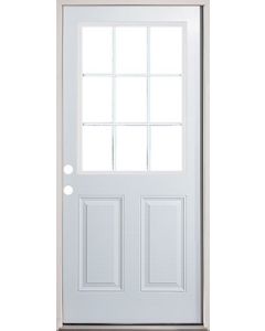 REAR ENTRY STEEL 34X76 RH HINGE OUTSWING W/9 LITE WINDOW