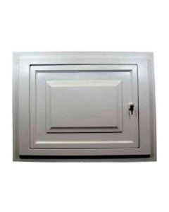 VINYL ACCESS DOOR WHITE WITH KEYED LOCK, FOR SKIRTING, BASEWALL, FOUNDATIONS